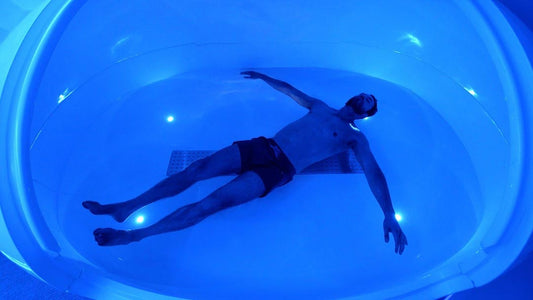 A man experiencing the mental and physical benefits of floating London in a high-tech Float Hub sensory deprivation pod.